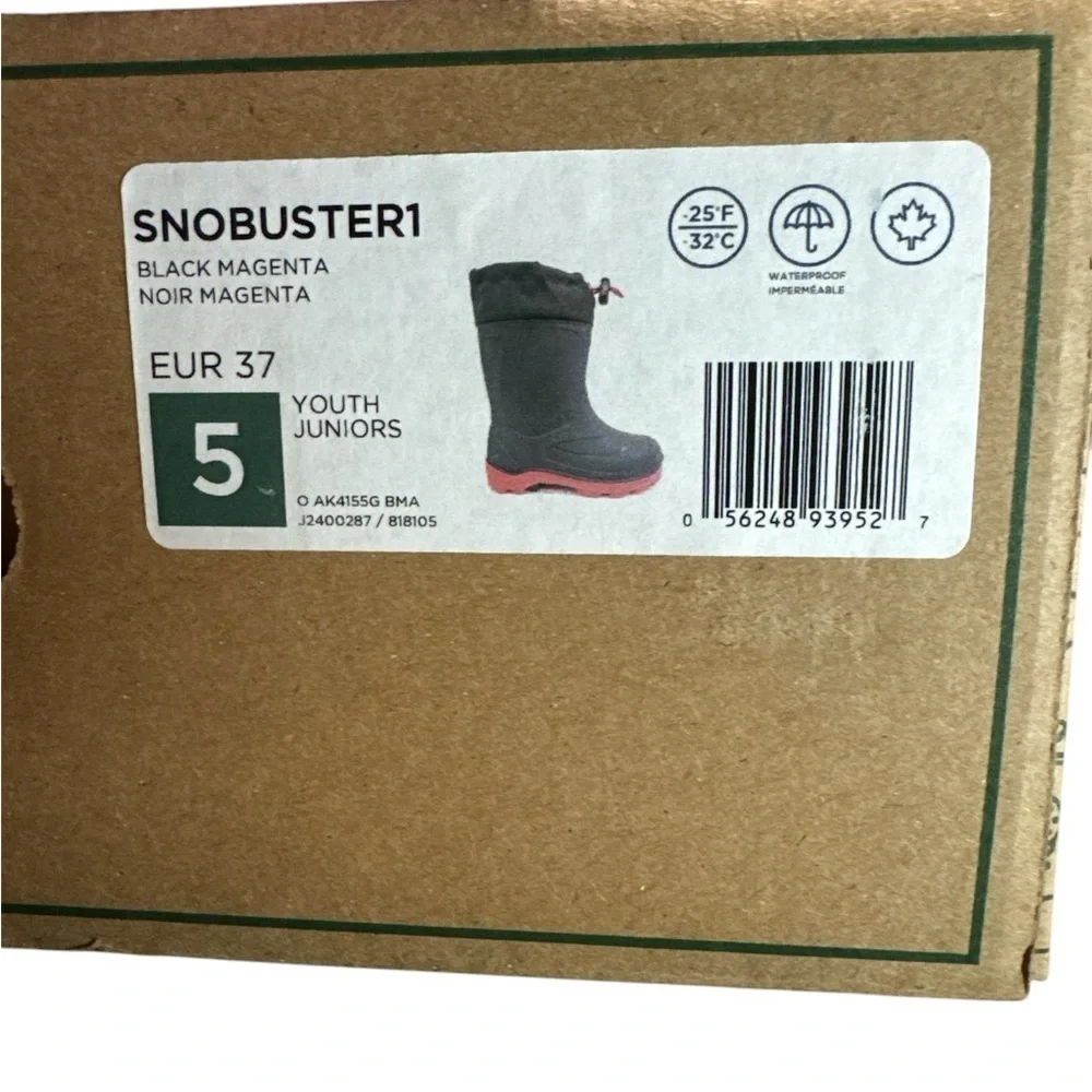 Kamik Unisex Snobuster Boots Black with Magenta Size 5